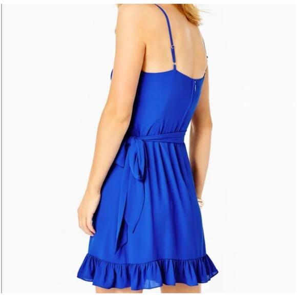 Lilly Pulitzer Alisa Lileeze Wrap Mini Dress Borealis Blue Vacation Women's 14 - Picture 7 of 12